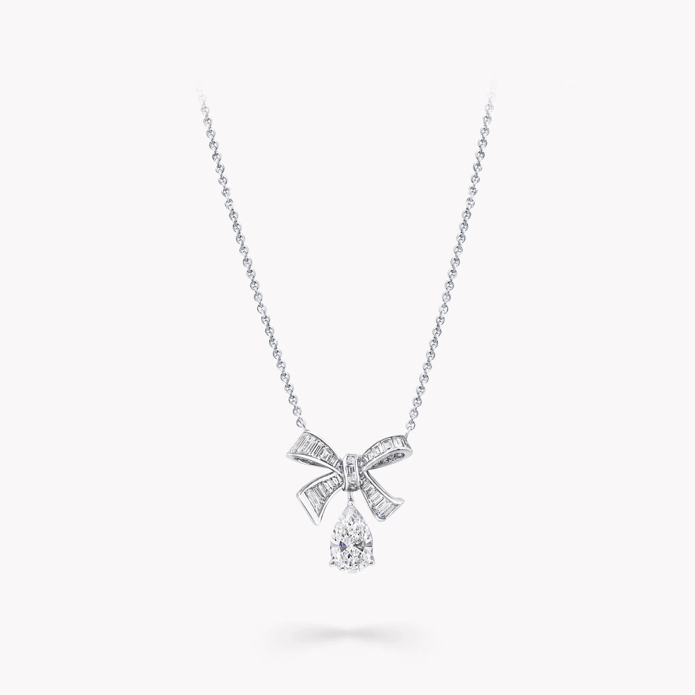 Tilda's Bow Baguette Cut Diamond Drop Pendant